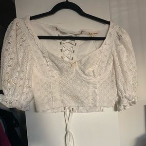 For love and lemons sand filler lace up top.